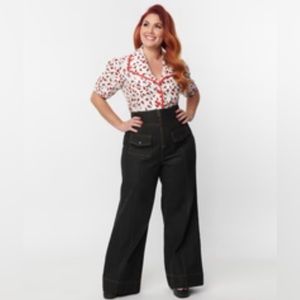 Denim, classic pocket, wide leg pants